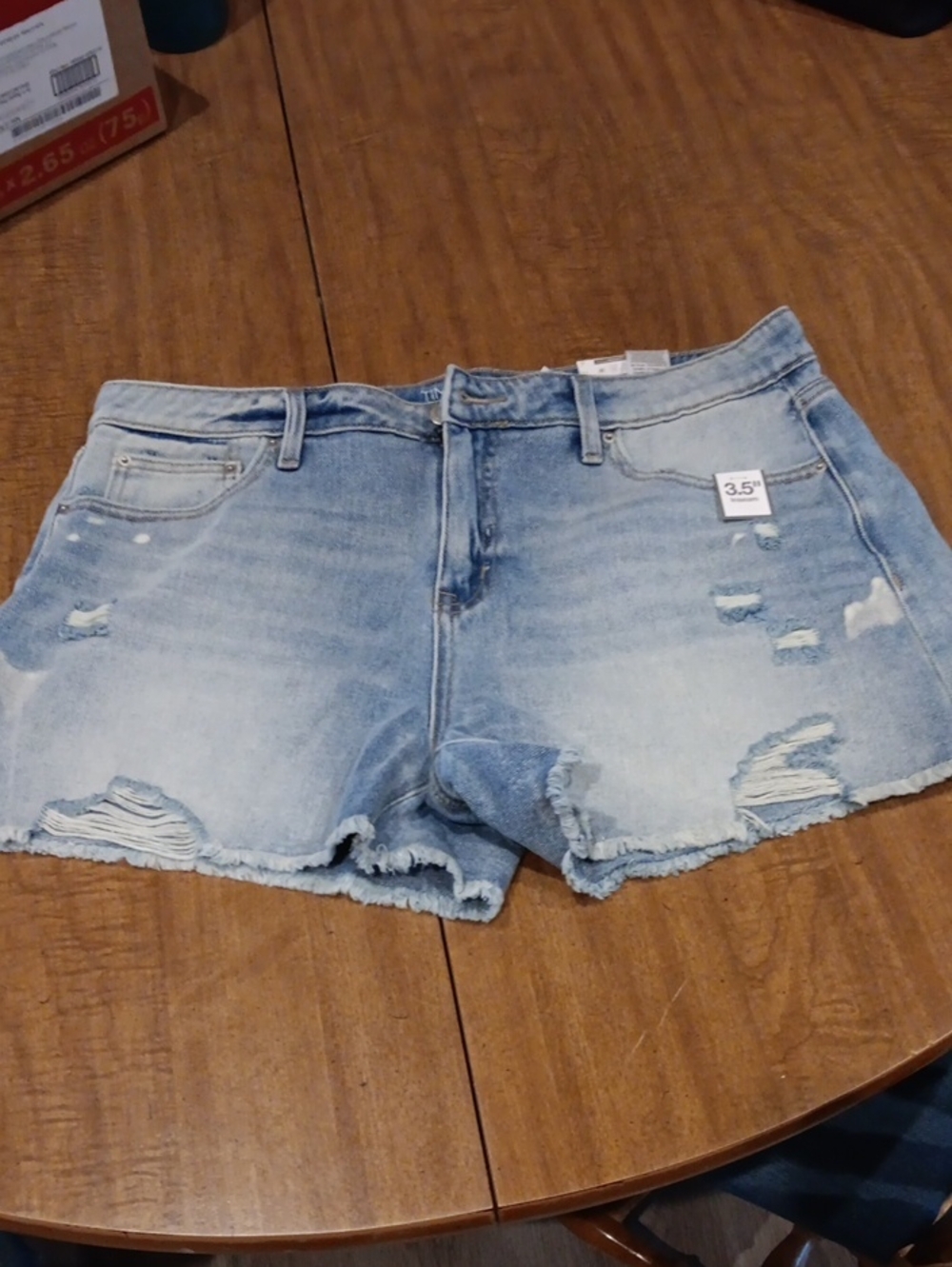 Time and Tru Light Blue Distressed Denim Shorts